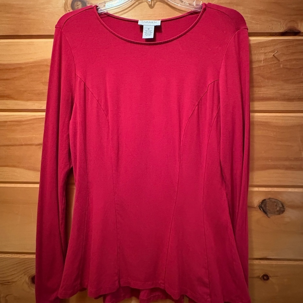 Carmen Marc Valvo Red Relaxed Blouse size M